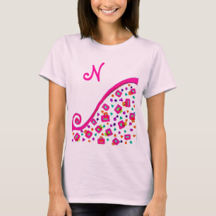 CAMISETA ROSA FUCHSIA BLANCA ABSTRACTA DECO MONOGRAM