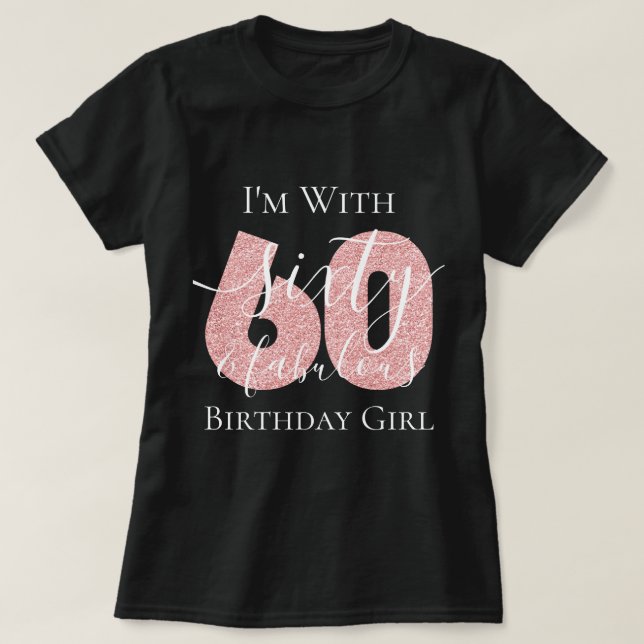 Camiseta Rosa Gold personalizado Purpurina de cumpleaños de (Diseño del anverso)