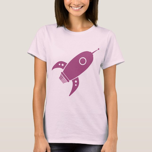 Camiseta Rosa gordo de la nave de Rocket retro (Anverso)