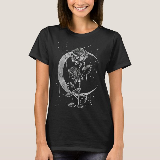 Camiseta Rosa gótico de la luna Crescent Witchart (Anverso)