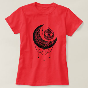 Camiseta Rosa gótico y tinta negra ojo gótico
