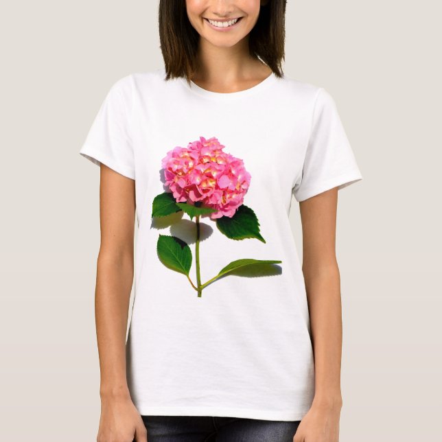 Camiseta Rosa Hydrangea flor rosa rosa floral rosa (Anverso)