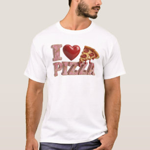 Camiseta Rosa Impactante Me encanta la PIZZA Arte Wearable