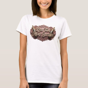 Camiseta Rosa Impactante MENOS PALABRAS MÁS BOTELLAS Diseño