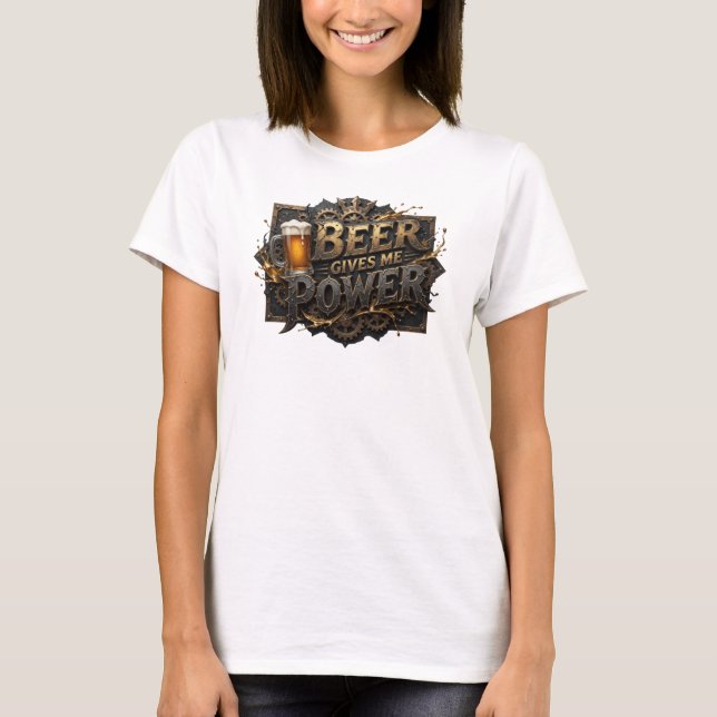 Camiseta Rosa Juguetona LA CERVEZA ME DA PODER (Anverso)