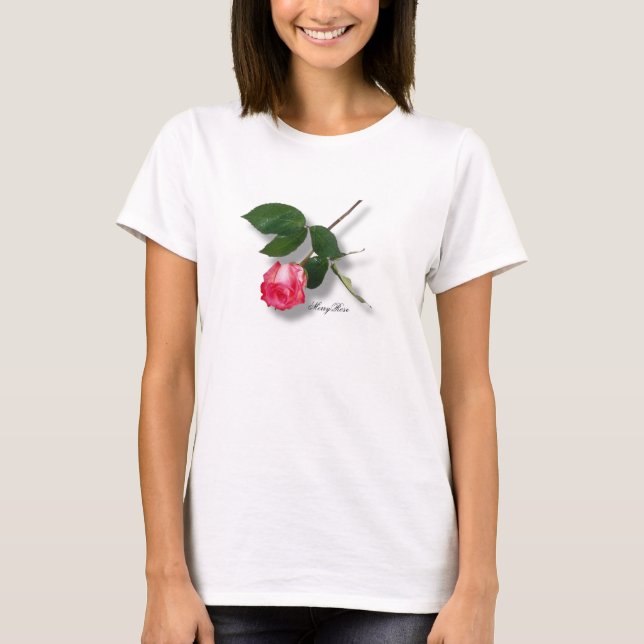Camiseta Rosa largo hermoso del tronco subió (Anverso)