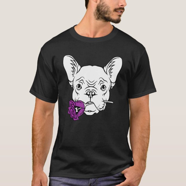 Camiseta Rosa Lgbt Q Bandera del Orgullo Gay Bulldog Francé (Anverso)