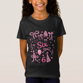 Camiseta rosa linda para cumpleaños número 6 Bow P