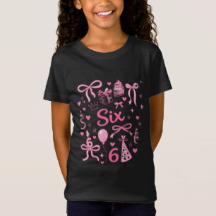 Camiseta rosa linda para cumpleaños número 6 Bow P