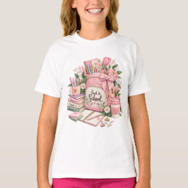 Camiseta rosa linda para niñas vuelta al cole | Su