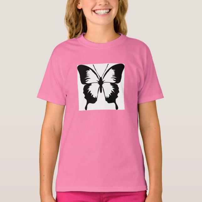 Camiseta Rosa Mädchen T-shirt mit Schmetterling (Anverso)