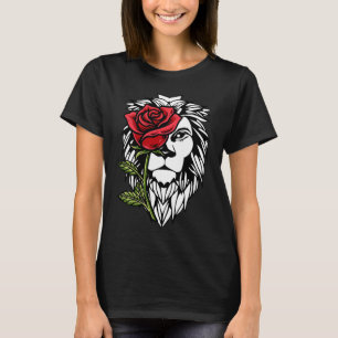 Camiseta Rosa Medio León Cara Estética Nostalgia Retro ART