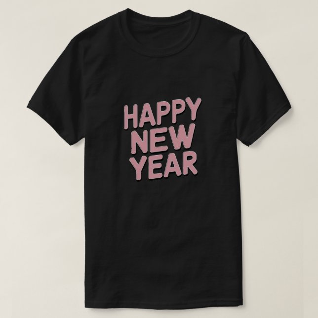 Camiseta Rosa minimalista "Feliz Año Nuevo" (Diseño del anverso)