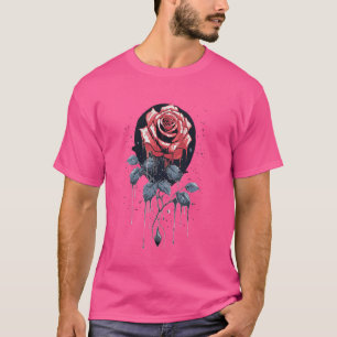 Camiseta rosa místico frente a la luna occult gótico simple