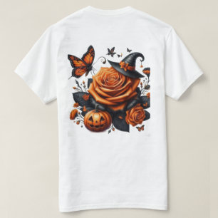 Camiseta Rosa Naranja de Halloween Sombrero de Bruja Calaba