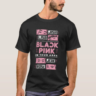 Camiseta Rosa Negro En Tu Área K-Pop Coreano Pop K-Pop Lov