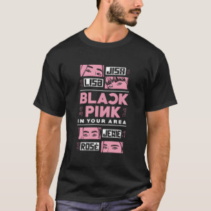 Camiseta Rosa Negro En Tu Área K-Pop Coreano Pop K-Pop Lov