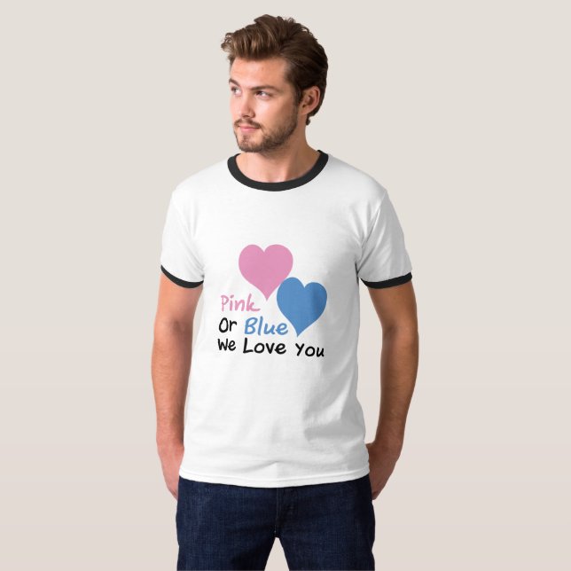 Camiseta Rosa o azul le amamos que el género de Baby Shower (Anverso completo)