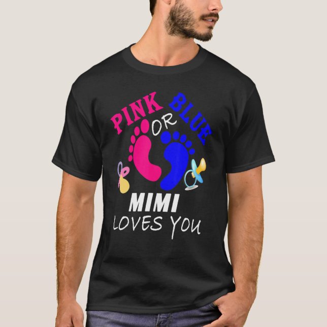 Camiseta Rosa O Azul Mimi Ama A Tu Género Revelar Bebé (Anverso)