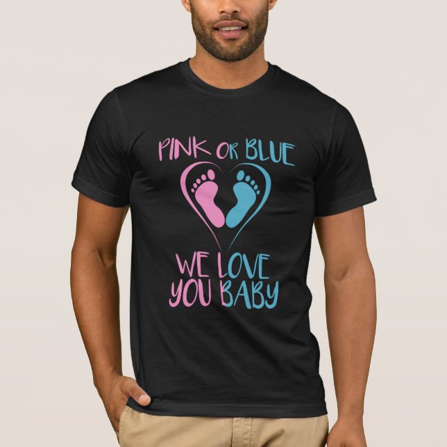 Camiseta Rosa O Azul Te Ama El Regalo De Género Del Niño (Anverso)