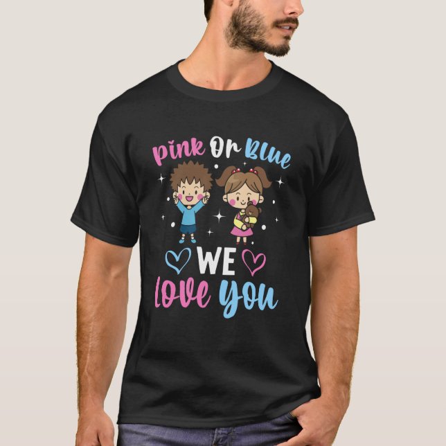 Camiseta Rosa O Azul Te Amamos Anuncio De Revelación De Gén (Anverso)