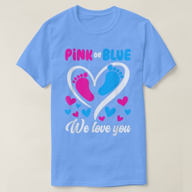 Camiseta Rosa O Azul Te Amamos Género Revelar Bebé (Diseño del anverso)
