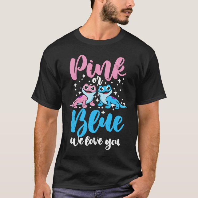 Camiseta Rosa O Azul Te Amamos Lizard Género Revelación Beb (Anverso)