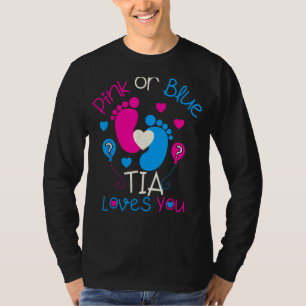 Camiseta Rosa O Azul Tia Ama A Su Bebé Camisas Revés De Gén