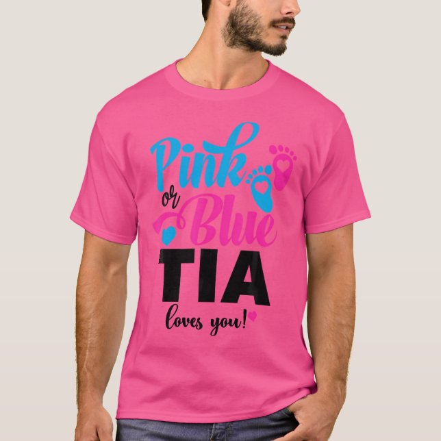 Camiseta Rosa O Azul Tia Te Ama Género Revelar Nene (Anverso)