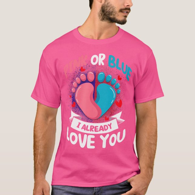 Camiseta Rosa O Azul Ya Me Encanta El Género De Un Muchacho (Anverso)