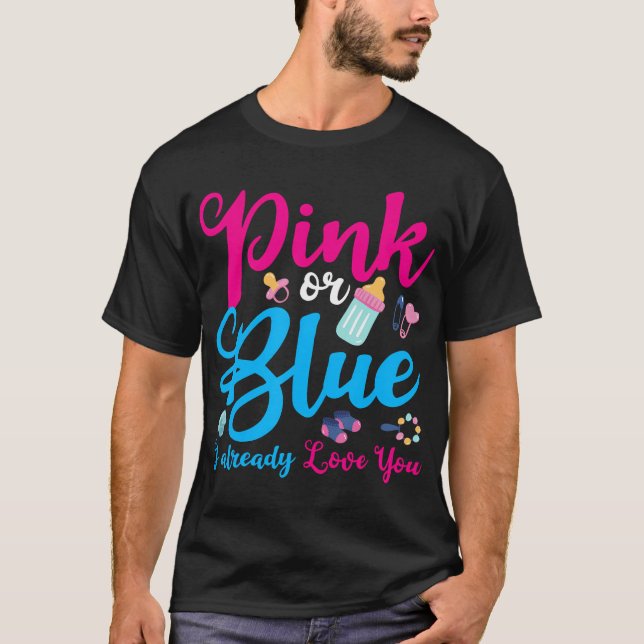 Camiseta Rosa O Azul Ya Te Amo Revelación De Género (Anverso)