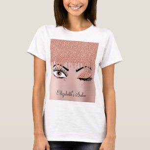 Camiseta Rosa Oro Rosado Eyelashes Drin Purpurina Negocios