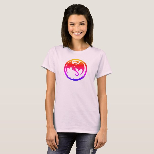 Camiseta rosa pálido de mujer Neon Dragon (Anverso completo)