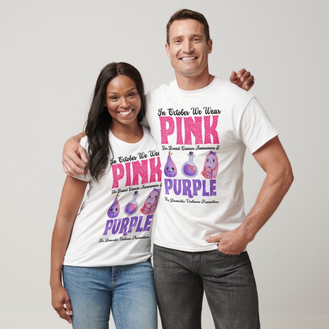 Camiseta Rosa para el cáncer de mama violencia doméstica pú (Unisexo)