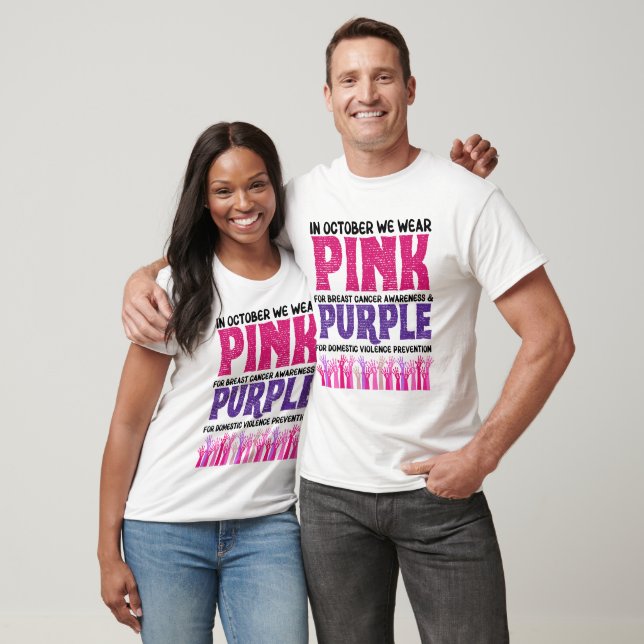 Camiseta Rosa para el cáncer de mama violencia doméstica pú (Unisexo)