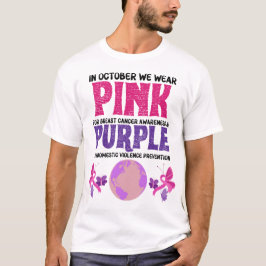Camiseta Rosa para el cáncer de mama violencia doméstica pú