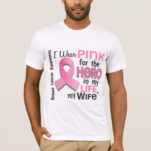 Camiseta Rosa para el héroe en mi cáncer de pecho de la