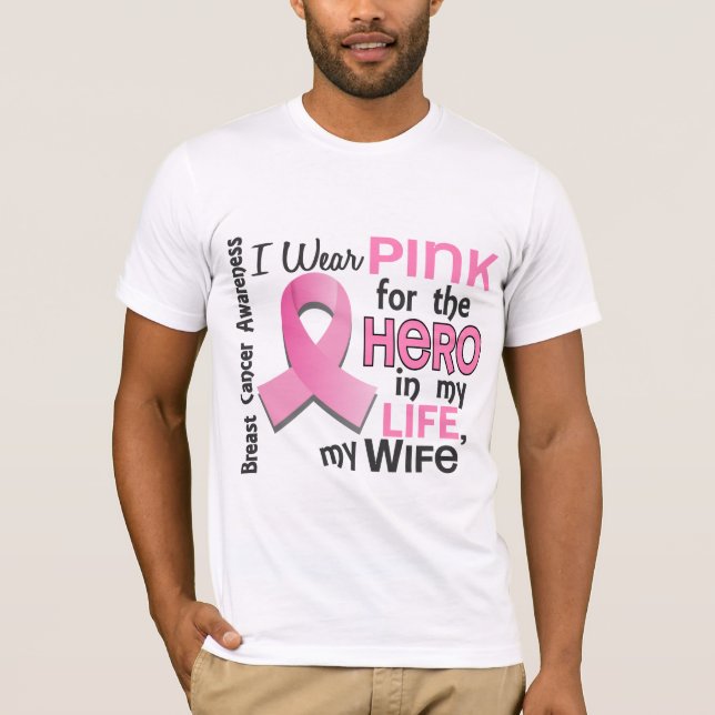 Camiseta Rosa para el héroe en mi cáncer de pecho de la (Anverso)