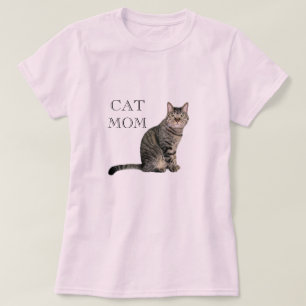 Camiseta rosa para mamá de gato atigrado gris