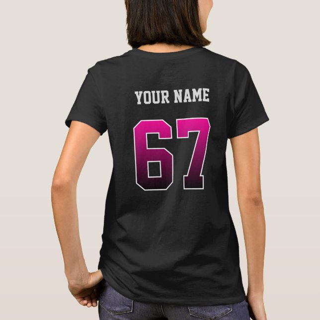 Camiseta Rosa Personalizada Número 67 Personalizad (Reverso)