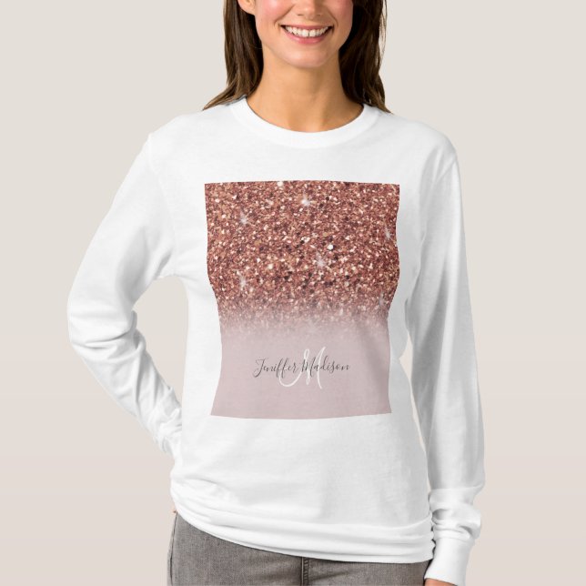 Camiseta Rosa personalizado Purpurina de oro Drily Luxury  (Anverso)