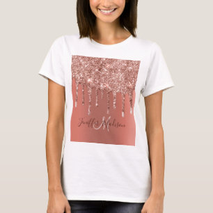 Camiseta Rosa personalizado Purpurina de oro Drily Luxury