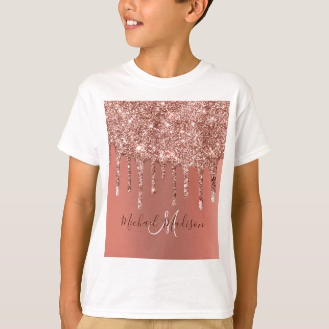 Camiseta Rosa personalizado Purpurina de oro Drily Luxury  (Anverso)