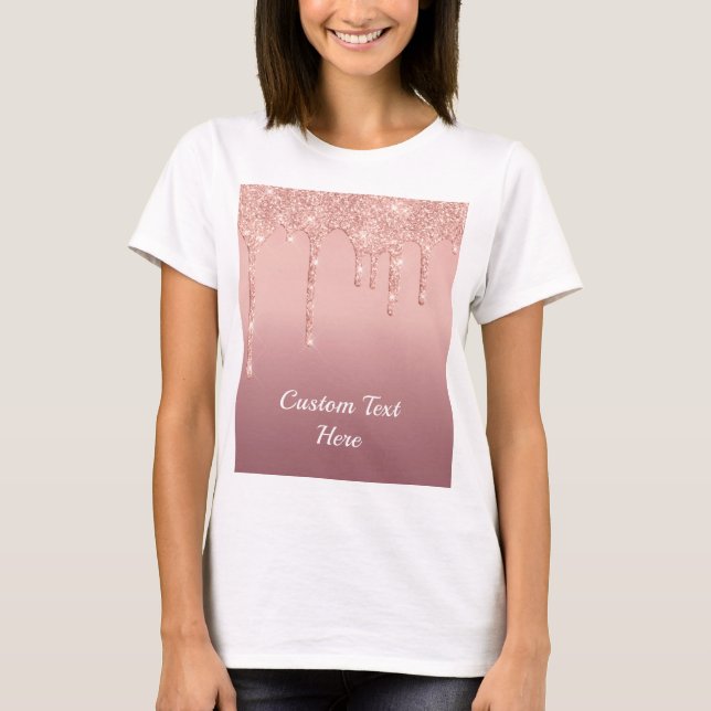 Camiseta Rosa Purpurina de oro con su nombre de te (Anverso)