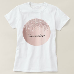 Camiseta Rosa purpurina de oro gotea el texto de glamur gir