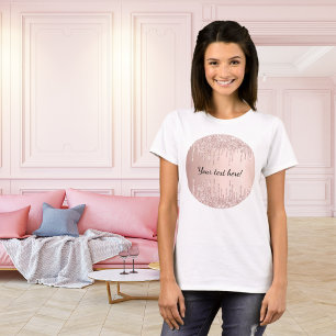 Camiseta Rosa purpurina de oro gotea el texto de glamur gir