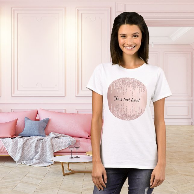 Camiseta Rosa purpurina de oro gotea el texto de glamur gir (Subido por el creador)