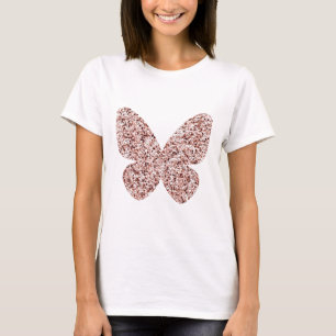 Camiseta Rosa Purpurina de oro Monarch Clipart Cute Maripos