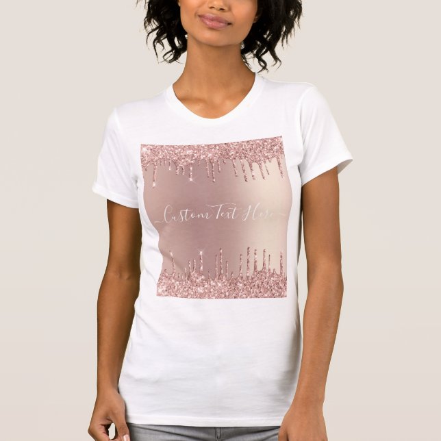 Camiseta Rosa Purpurina de oro Sparkly T-Shirt con texto Pe (Anverso)