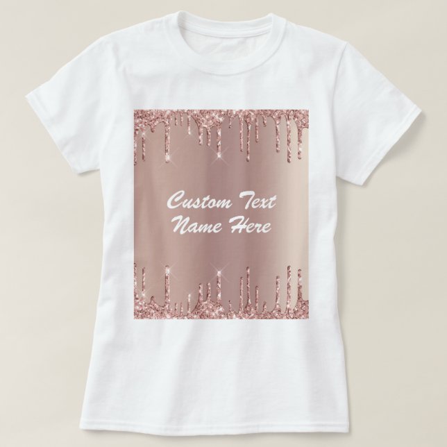 Camiseta Rosa Purpurina Rubor con texto Personaliz (Diseño del anverso)